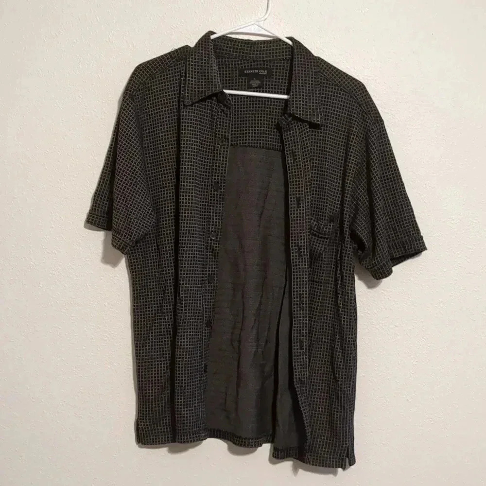 Kenneth Cole New York Black and Gray Checkered Shirt